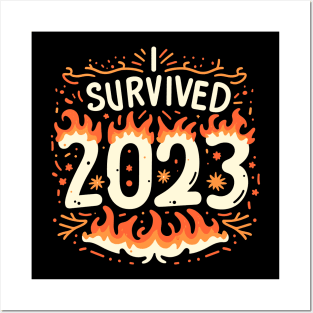 I Survived 2023 On Fire Design Posters and Art